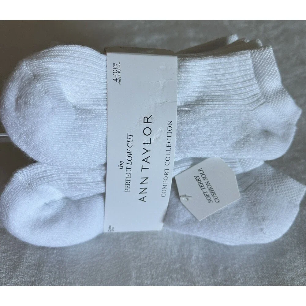 Ann Taylor Women's Low Cut Socks 6 Pack Comfort Collection White  Size 4-10 NWT